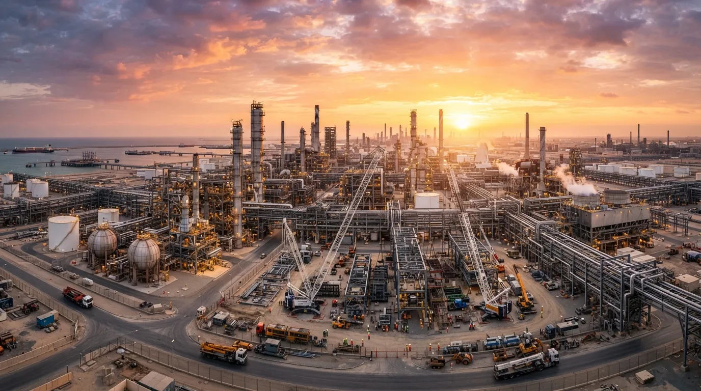 Industrial plant at sunset